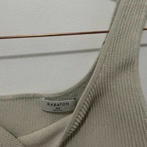 Babaton XXS Champagne Sculpt Knit One-Shoulder Cropped Dream